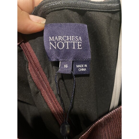 Marchesa Notte Metallic Lame Draped Gown Maxi Dress Women's Size 16 NWOT - Picture 6 of 11